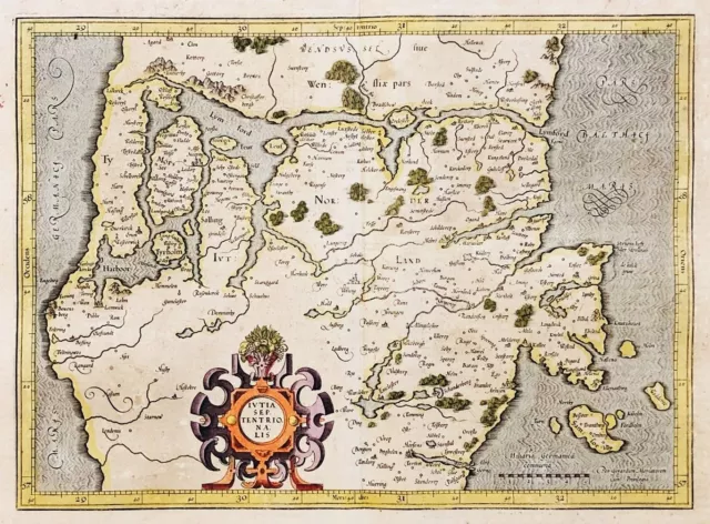 Jylland Jütland Danmark Denmark Dänemark Karte map Mercator 1606