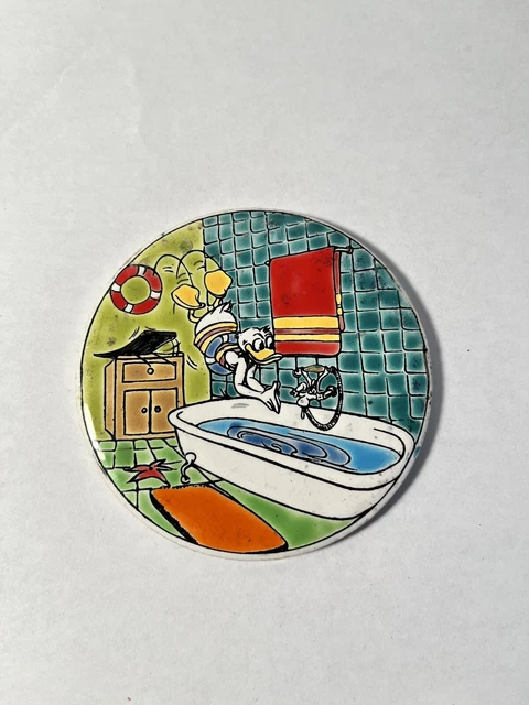 Nassos Keramik Ceramic Art Tile Coaster Hand Made Rodos Daphy Duck 3"