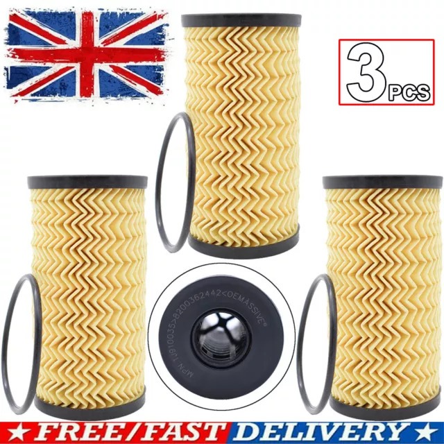 3Pc Oil Filter For Renault Trafic EL Grand Scenic MK II Vauxhall Vivaro Nissan