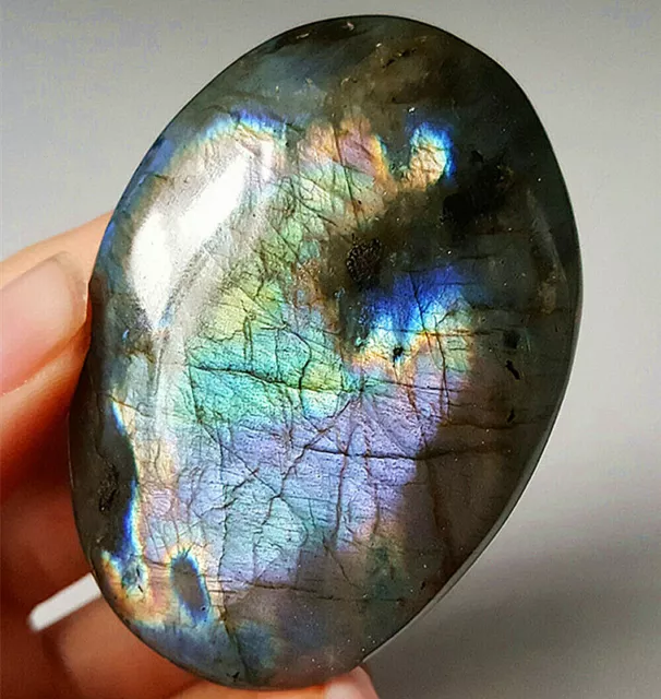 AAA 79G Natural Purple Rainbow Labradorite Crystal Healing Madagascar YL70