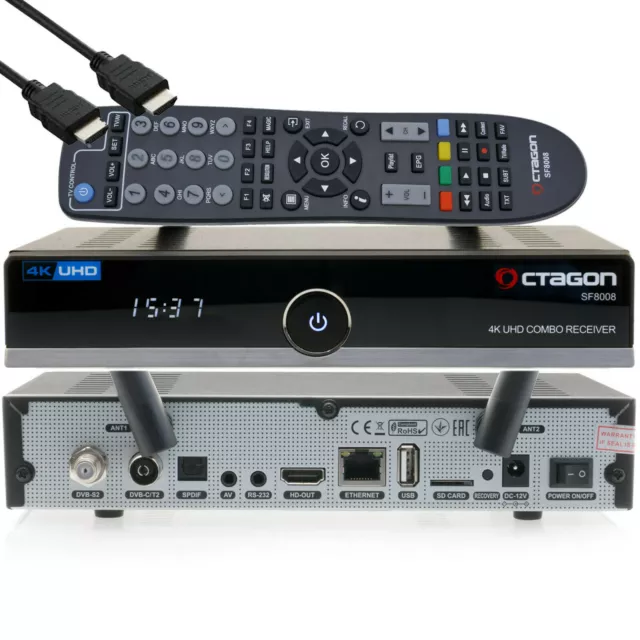 OCTAGON SF8008 4K UHD HDR Sat/ Sat Twin/ Combo Tuner PVR Festplattenreceiver