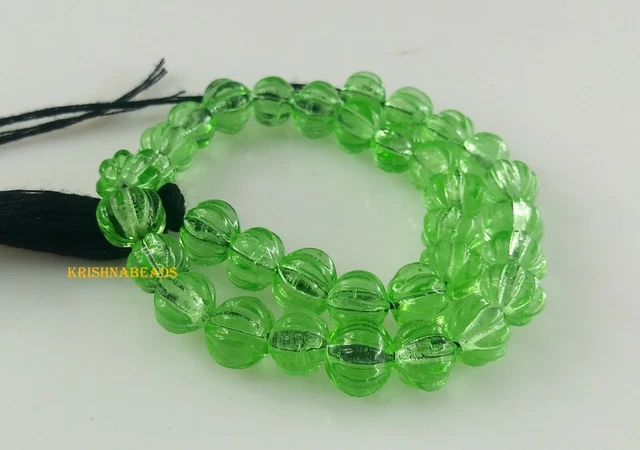 Watermelon Prehnite Quartz Carved Hydro Smooth Gemstone Loose Beads 8" Strand