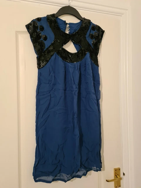 princess polly baby blue dress FRENCH CONNECTION TEAL sequin Dress Size 8 - good condition £8.65