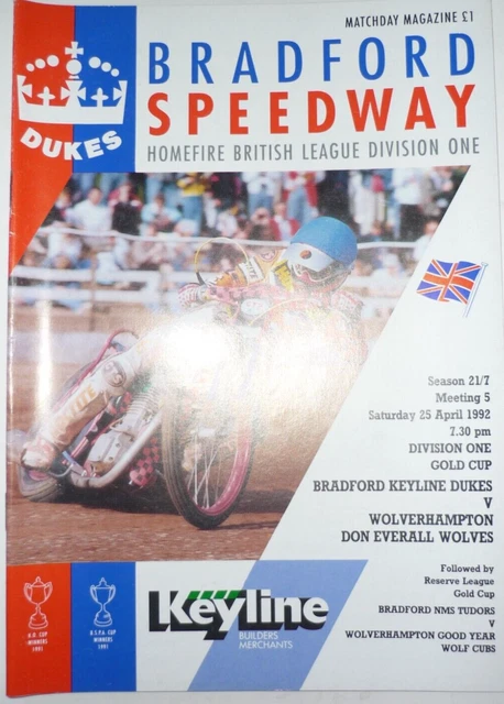 Bradford Dukes v Wolverhampton 25th April 1992 Division 1 Gold Cup Match @ Odsal