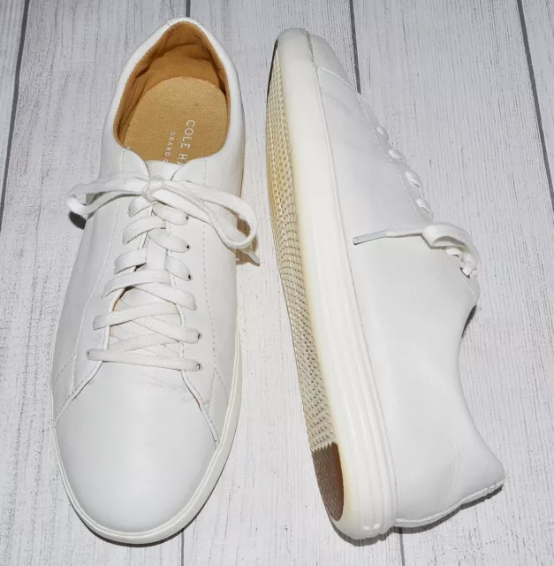 COLE HAAN GRANDPRO OS Shoes Men's White Leather Sneakers Lace Up Sz. 10 ...