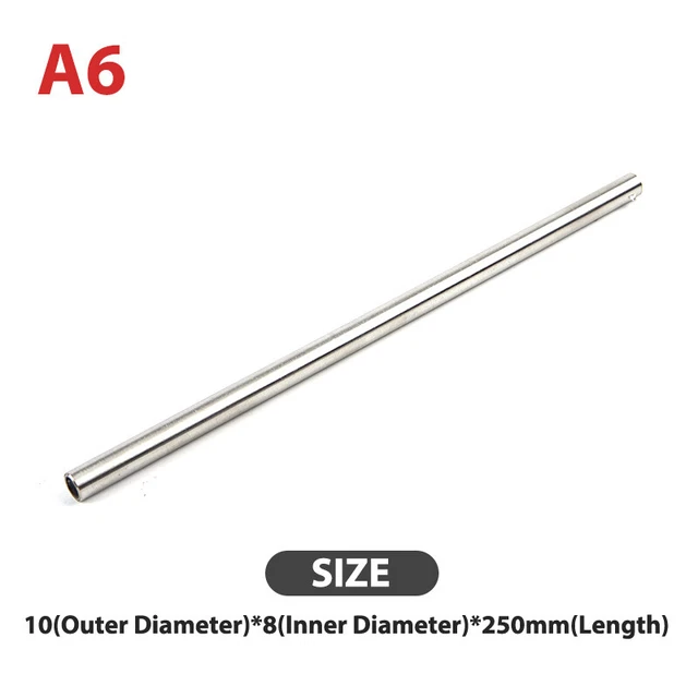 Silver Round 304 Stainless Steel Capillary Tube Pipe 250mm Hollow Circular A-lk