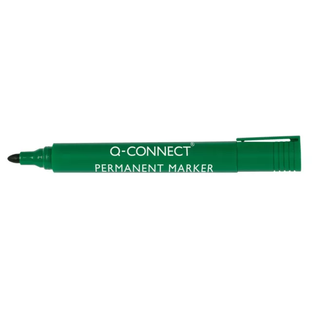 Q-Connect Permanent Marker Pen Bullet Tip Green Pack of 10 KF01773