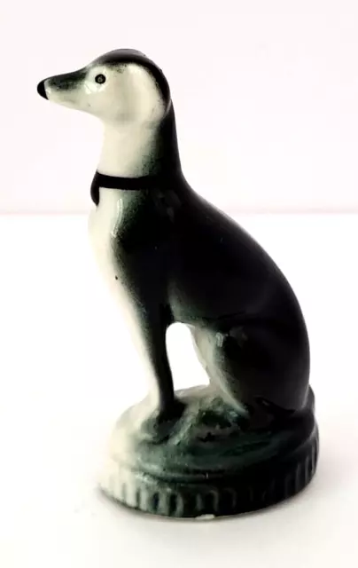 Vintage Seated Whippet Greyhound Dog Porcelain Hand Painted 3.5" Tall Figurine