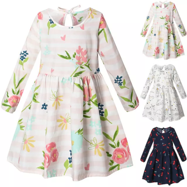 Kids Baby Girl Toddler Princess Dress Long Sleeve Party Casual Dresses Clothes