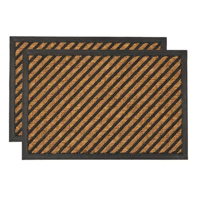 2x Heavy Duty Door Mats Tough Indoor Outdoor Office Mats 60 x 40cm Diagonal