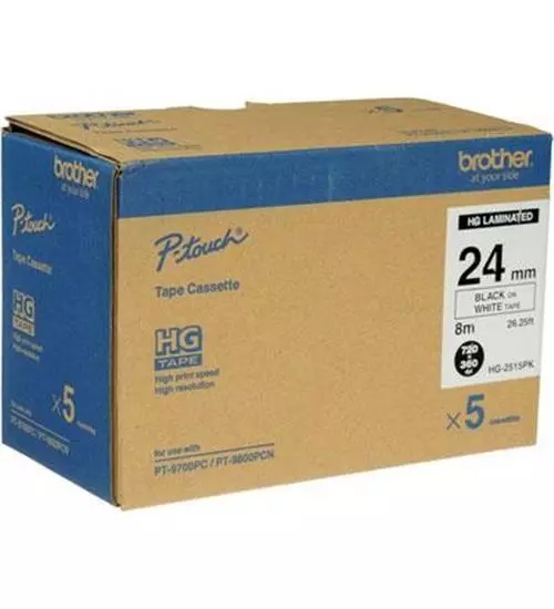 NEW Brother HGE2515PK Black on White Label Tape - 15/16" Width Thermal Transfer