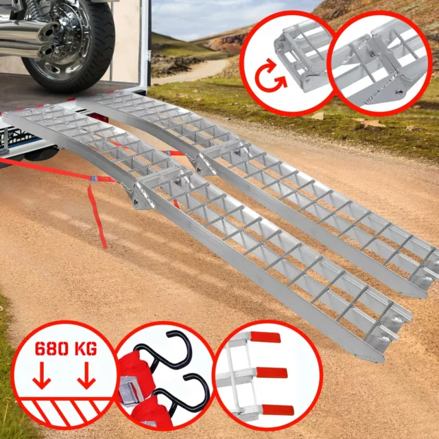 Jago® Rampe de Chargement Pliable Alu 340kg Rails d’Accès Moto Quad Voiture