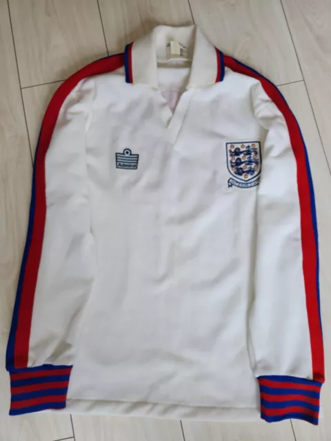 England Men's 1975 Match Worn Home Shirt Longsleeve Admiral w/ COA Size M 