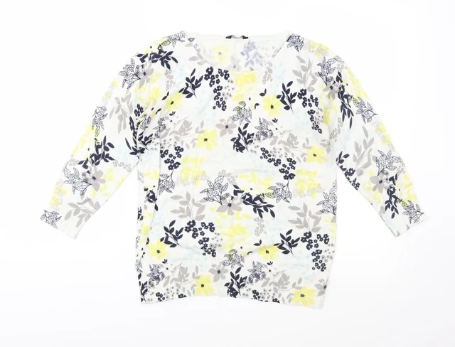 M&Co Womens Multicoloured Scoop Neck Floral Acrylic Pullover Jumper Size 12