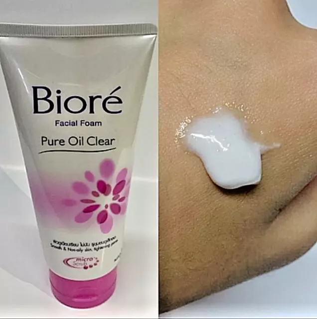 Biore Facial Foam Cleansing Pure Oil Clear Skin Deep Exfoliating Micro Scrub 50g 2