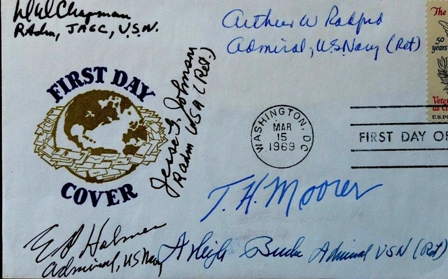 COPERTINA PRIMO GIORNO LEGIONE AMERICANA 6 x US AMIRALS SIGNATURES RARE 2