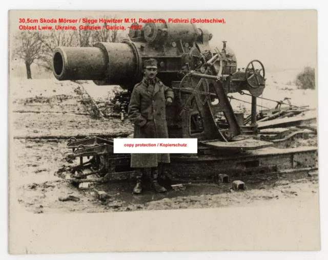 K.u.k Foto 30,5cm Skoda Mörser,Galizien,WK1,kuk photo siege howitzer,galicia,ww1
