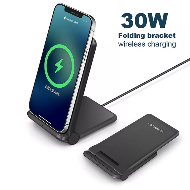 30W  Fast Wireless Charger Stand Foldable For AirPod iPhone 13 Pro Samsung S22