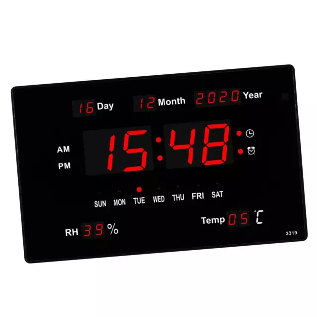 LED Digital Wall Clock with Large Display, Big Digits, Silent Wall Clock for