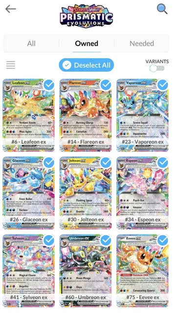 POKEMON PRISMATIC EVOLUTIONS Eeveelution EX Bundle - Eevee + All 8 ...