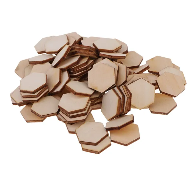 100 Stk Holz Hexagon Scheiben Naturholzscheiben Unlackiert für Dekor 22,5 mm