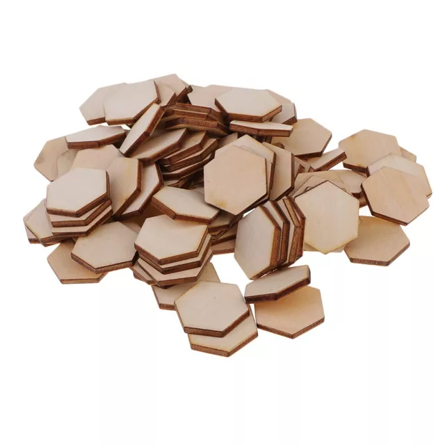 100 Stk Holz Hexagon Scheiben Naturholzscheiben Unlackiert für Dekor 22,5 mm