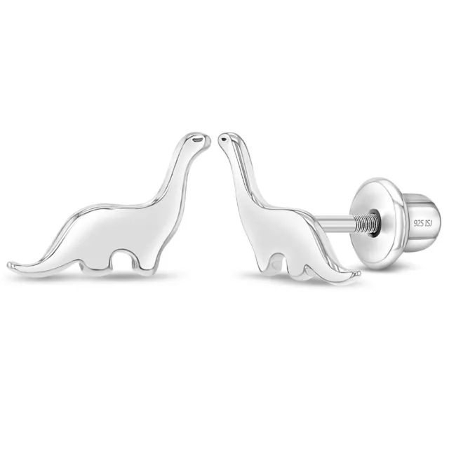 Suave Gigante Dinosaurio Infantil / Pendientes Niña de Rosca - Plata de Ley