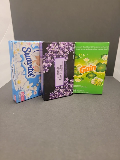 Lot of 3 Gain, Suavitel & French Lavender Original Dryer Sheets 2