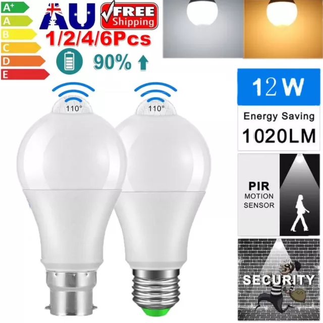 E27/B22 LED Bulb PIR Motion Sensor Globe Lamp 12W Energy Saving Light AC 85-265V