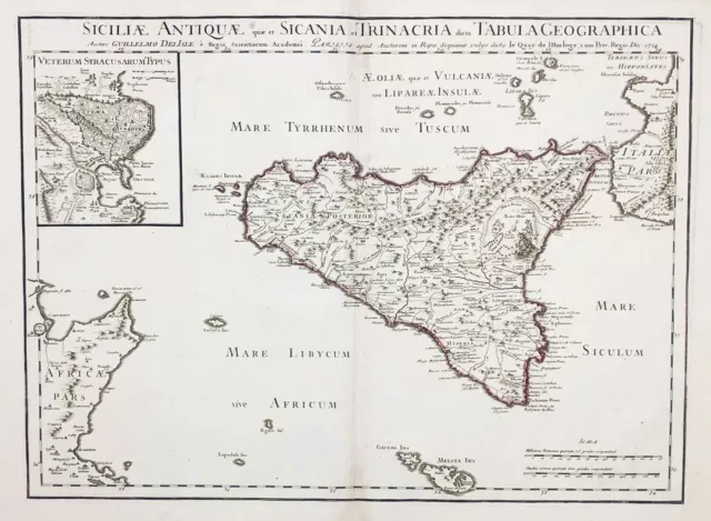 Sicilia Sizilia Sicily Italia Italy Italien carte map Karte Delisle 1714