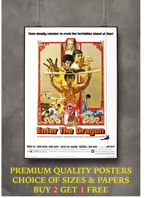 Enter The Dragon Bruce Lee Classic Movie Large Poster Art Print Gift A0 A1 A2 A3