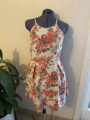 Haute Monde Floral Flower Pink Sleeveless Dress Sz XL Stretch Short Casual