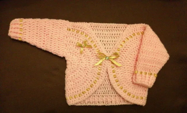 Chaussures cardigan et poussette pour bébé. Crochet fait main. Toutes tailles disponibles  Prématuré