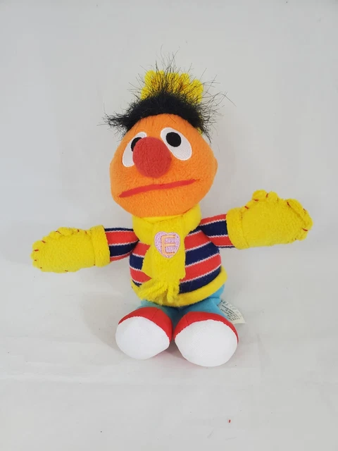 Fisher Price Sesame Street Winter Ernie 9" Beanbag Plush, Gloves Hat, 2002