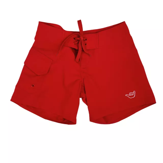 Girls Youth Junior Guard Shortie Swim Trunks Navy & Red-XS-L