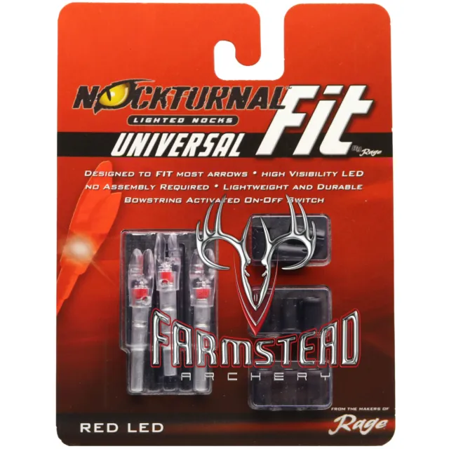 Rage NockTurnal Universal Fit Lighted Nock Red 3pk H S GT X #01184