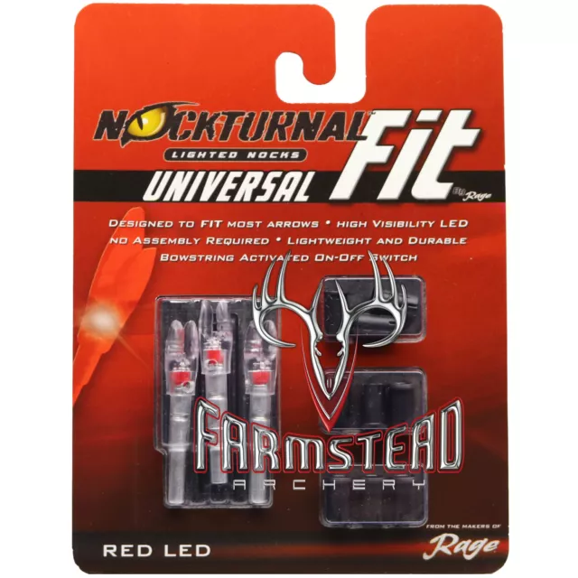 Rage NockTurnal Universal Fit Lighted Nock Red 3pk H S GT X #01184