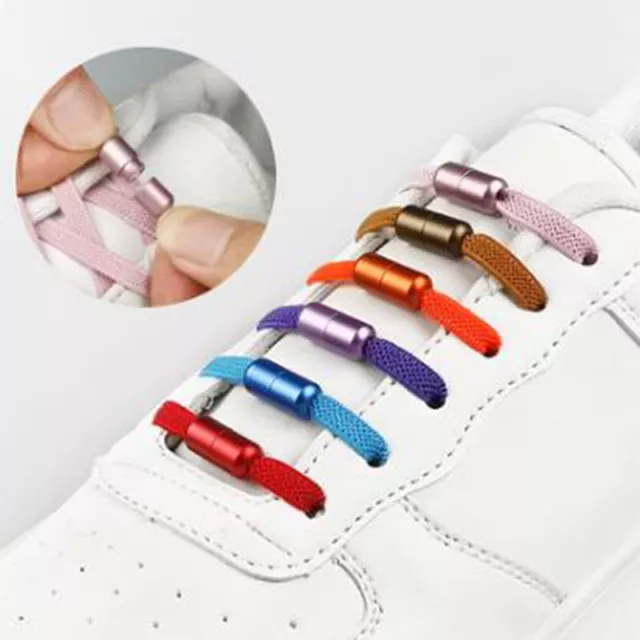 1Pair New Aluminum Metal Lock Shoelaces Elastic Shoe Laces No Tie ShoelaceB~m'