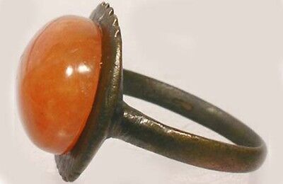 AD300 Ancient Roman Pannonia (Hungary) Ring Sz5+ Antique19thC 10ct Orange Agate 2