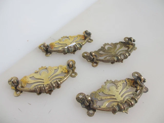 Antique Brass Drawer Handles Pulls Dresser Chest Old Victorian Art Nouveau 1893