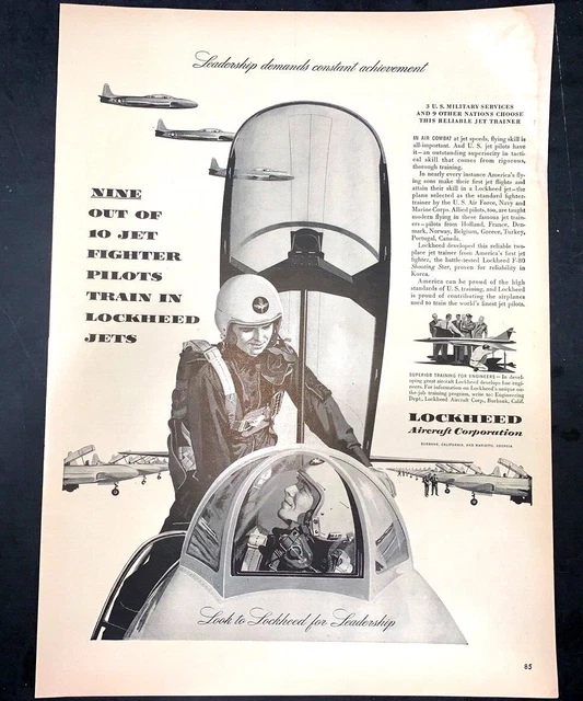 LIFE MAGAZINE AD LOCKHEED AIRCRAFT CORPORATION 1952 Ad 1 £1.88 ...