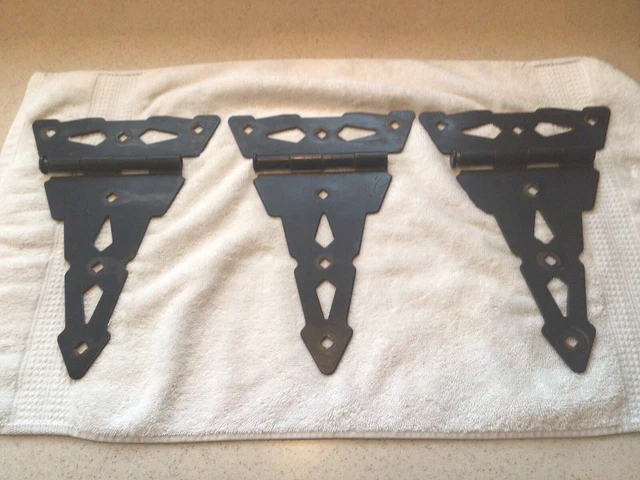 3-Black T-Strap Hinges Cast Iron Heavy Duty 10” Barn Door Fence Gate