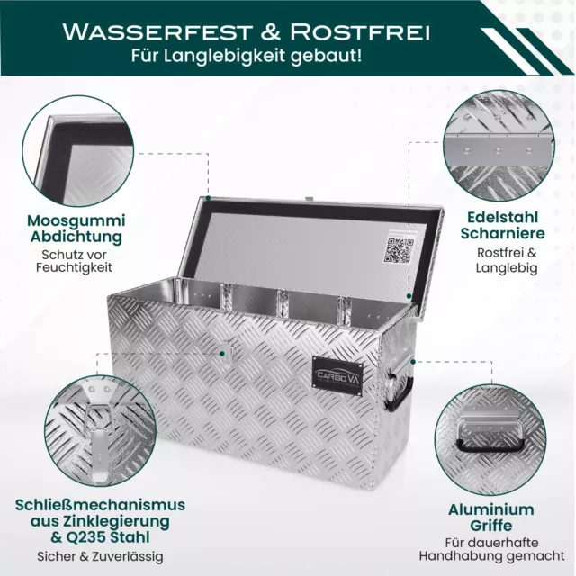 Deichselbox mit Halterung 60x25x30 Staubox anhänger Riffelblech Gurtkiste 2