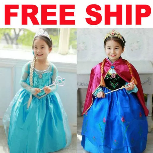 Frozen Elsa Anna Girl Costume Princess Tulle Disney Inspired Cape Babybo Dress