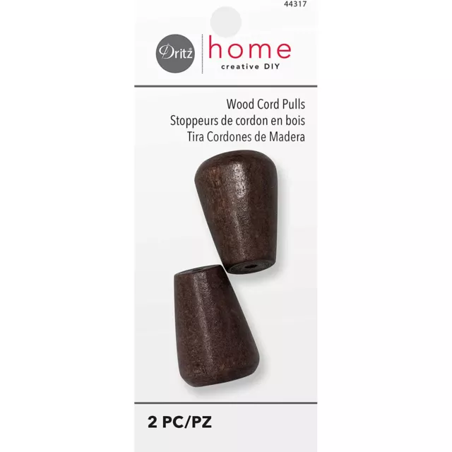 Dritz Home 44317 Wood Cord Pulls, Dark Brown (2-Piece)