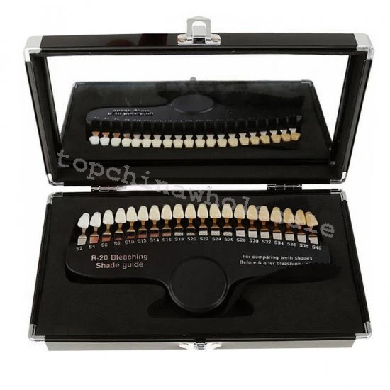 Dentist Dental Tooth Teeth Whitening 20 Master Shade Guide Bleaching Mirror Case