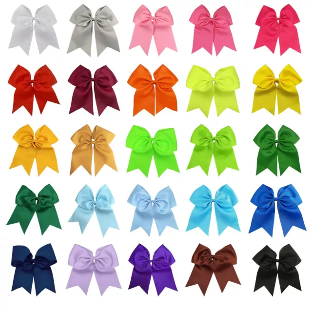 10 Pcs 7 Inch Jumbo Cheer Bows Ponytail Holder Cheerleading Girls Bow Hair Tie