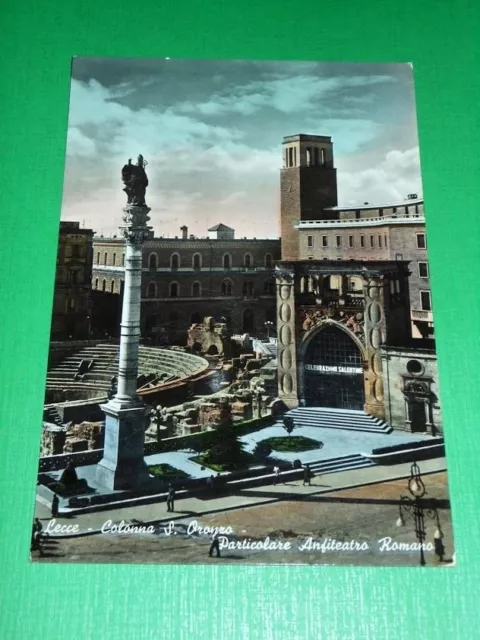 Cartolina Lecce - Colonna S. Oronzo - Particolare Anfiteatro Romano 1956