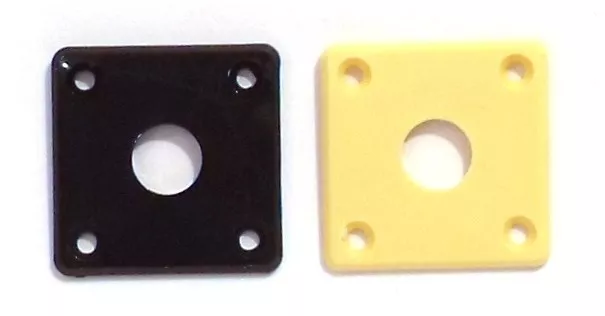 Plastic square guitar jack plate in ivory or black for Les Paul inc screws