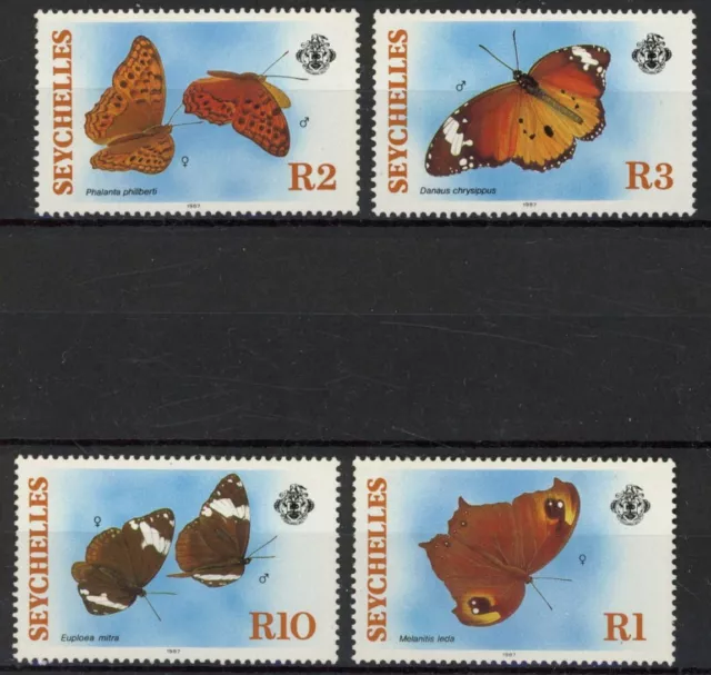 [81.562] Seychelles 1987 : Butterflies - Good Set Very Fine MNH Stamps